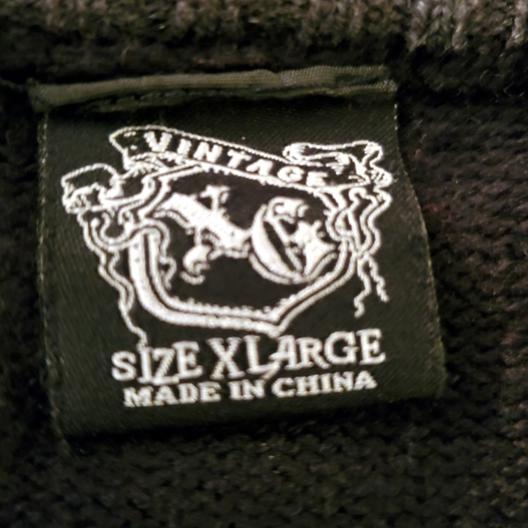 Vintage Argyle Black White Grey Zip up Sweater XL - Picture 3 of 4